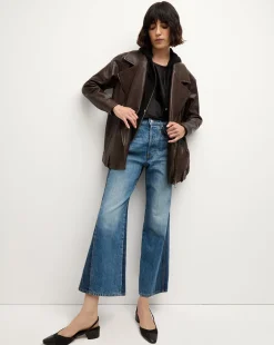 Thandie Leather Dickey Jacket in Dark Brown><noscript><img width=