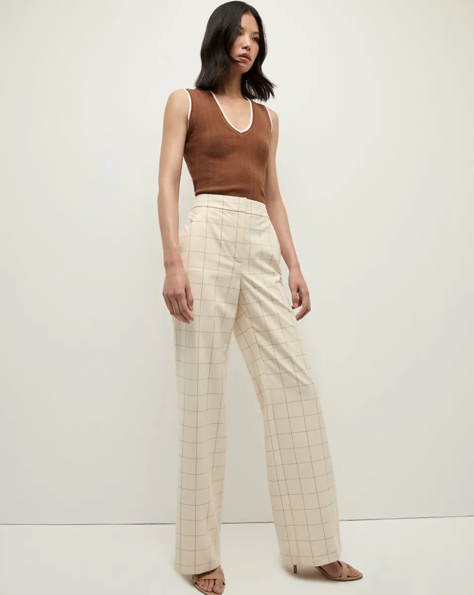 Tonelli Plaid Pant in Ecru/Deep Ochre>Veronica Beard Online