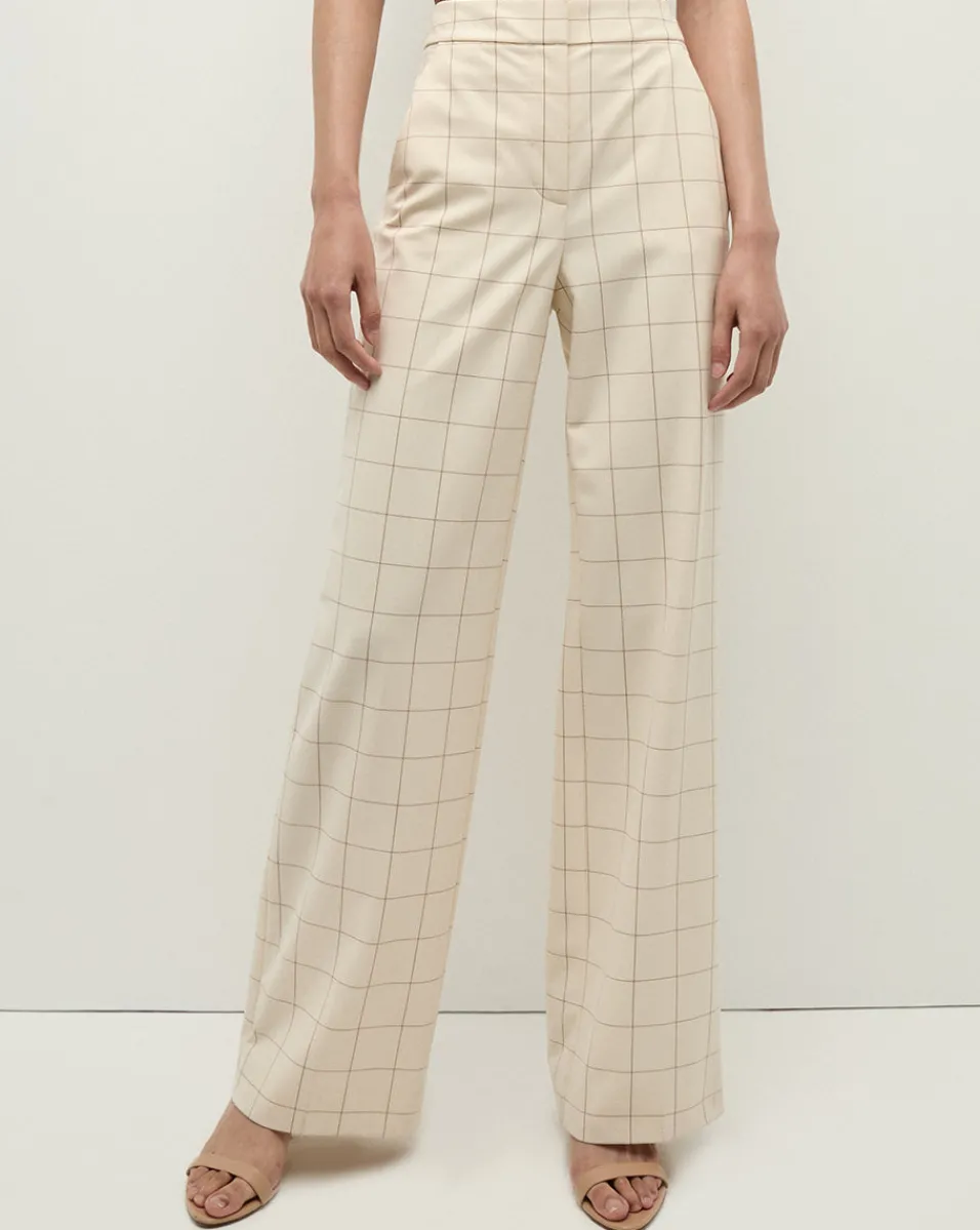 Tonelli Plaid Pant in Ecru/Deep Ochre>Veronica Beard Online