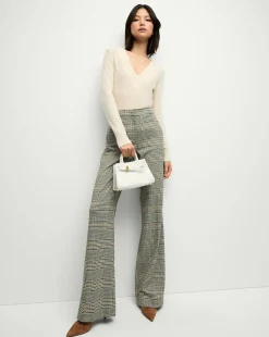 Tonelli Plaid Pant in Ecru/Green Multi>Veronica Beard Hot