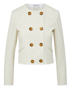Winslow Pinstripe Collarless Jacket><noscript><img width=