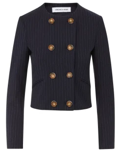 Winslow Pinstripe Collarless Jacket><noscript><img width=